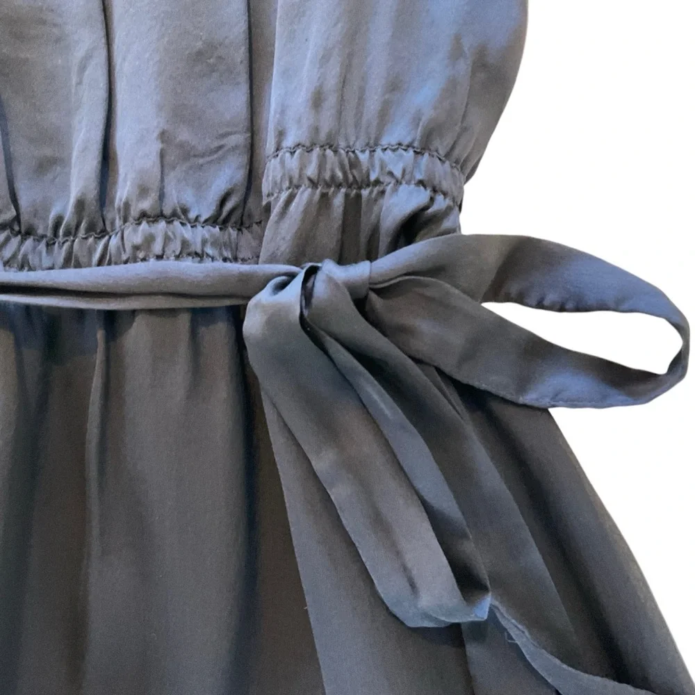 Graham & Spencer Anthropologie 100% Silk Navy Slip Dress Women L Midi Sleeveless - Picture 5 of 15